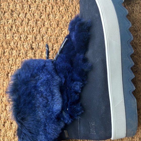 Navy Suede with Rabbit Fur Cougar Boots- 11 US - Picture 2 of 4